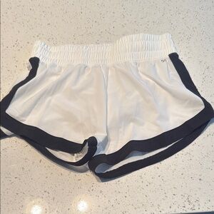 DSG White and Black Athletic Shorts with Elastic Waistband